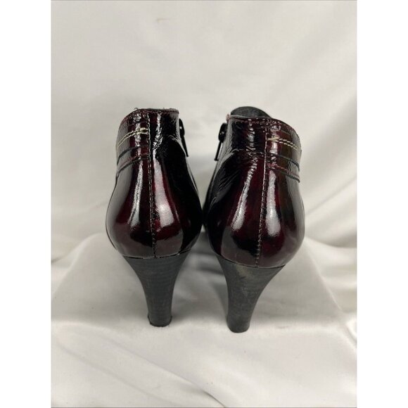 Tour En Ville Patent Leather Burgundy Heeled Booties Womens EU Size 38 - Picture 6 of 10